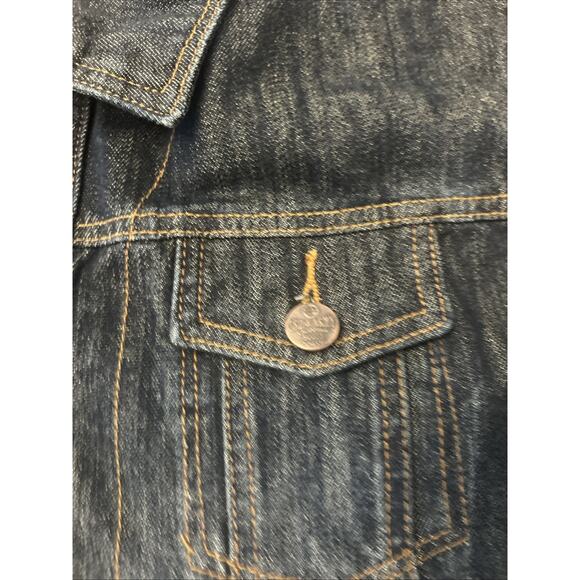 Third Army Denim JEAN JACKET cut-off Sleeves Size Medium Blue Biker - Picture 5 of 8